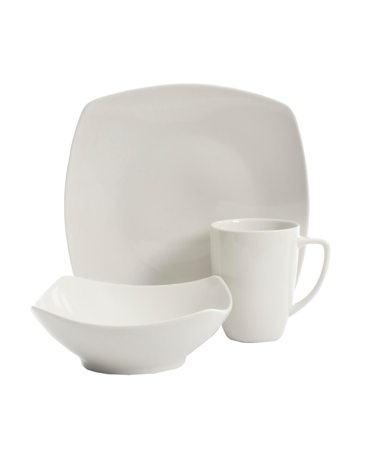 Gibson Home Zen Buffet Piece Plates and Bowls Porcelain Solid Color Dishes Ceramic Dinnerware Set - White