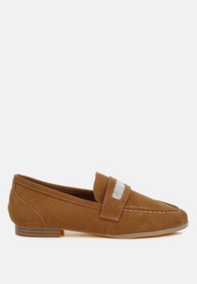 Rag and Co Womens New Ode Rhinestone Penny Strap Loafers