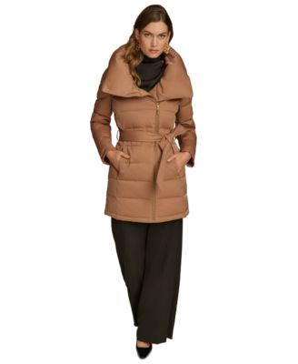 Women's Belted Asymmetric Puffer Coat