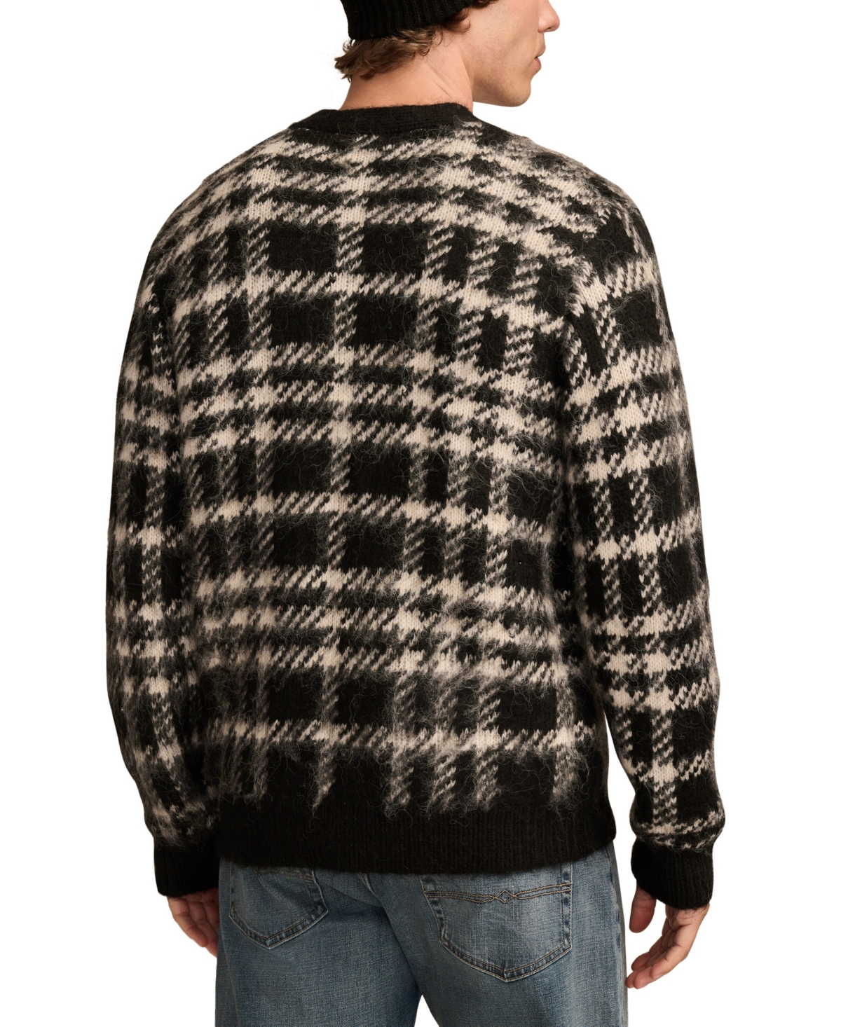 Lucky Brand Men's Classic-Fit Brushed Plaid Jacquard Cardigan