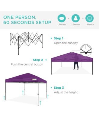 8x8ft Easy Setup Pop Up Canopy w/ 1-Button Setup, Wheeled Case, 4 Weight Bags