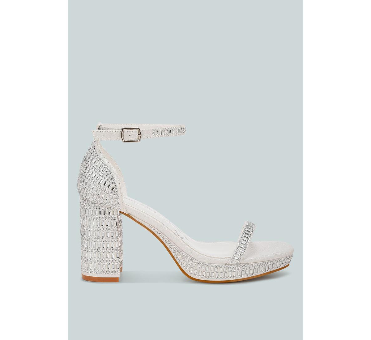 Ronan Rhinestones Embellished Block Sandals - White