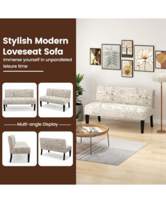 Living Room Wooden Leg Armless Loveseat Sofa