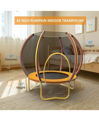 42 Inches Kids Trampoline Bouncing Jumping Mat Recreational Trampoline with Enclosure Net and Heavy Duty Frame
