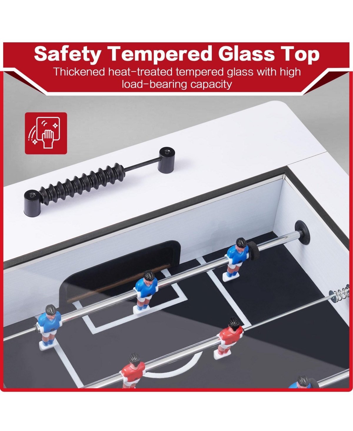 Sugift Foosball Coffee Table w/Tempered Glass Top, Soccer Game Table for Adults & Kids, Modern Arcade Game Table