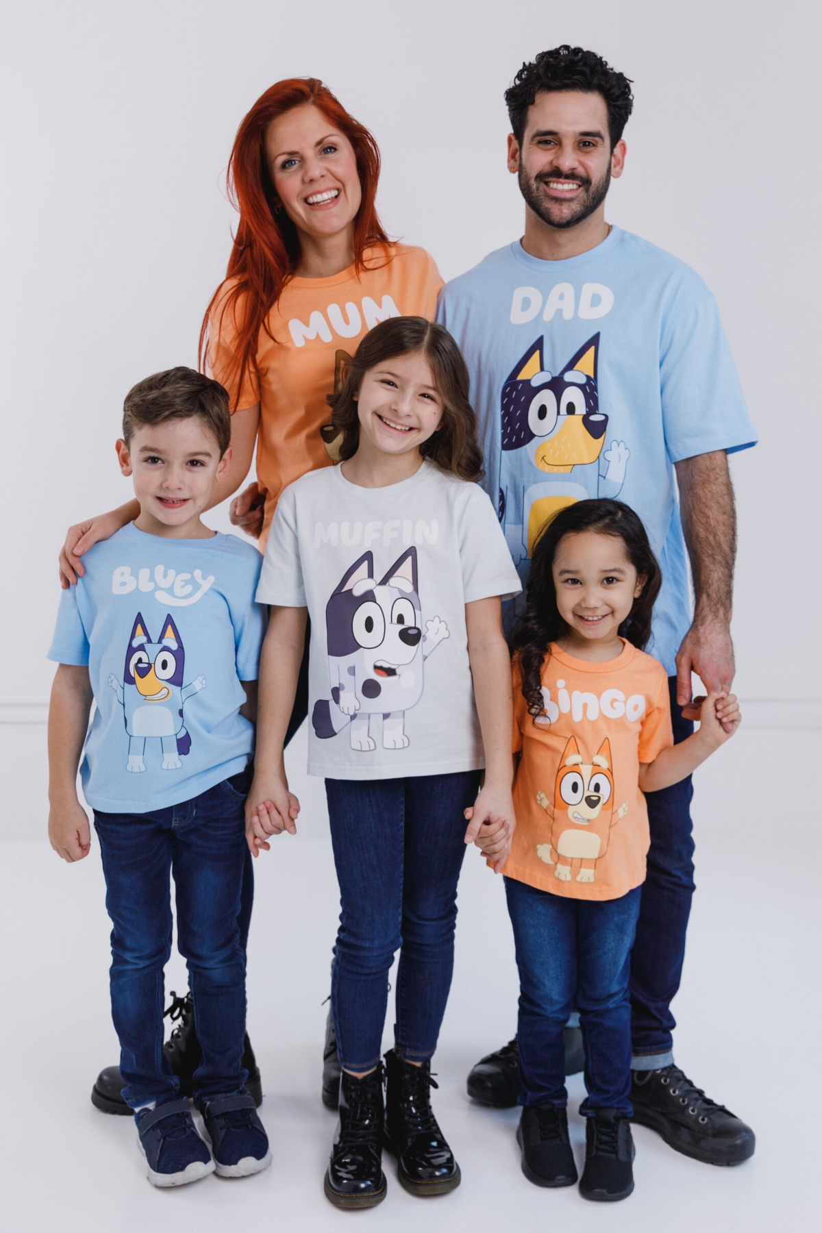 Bluey Boys Adult Matching Family T-Shirt (X-Small - 3XL) - blue