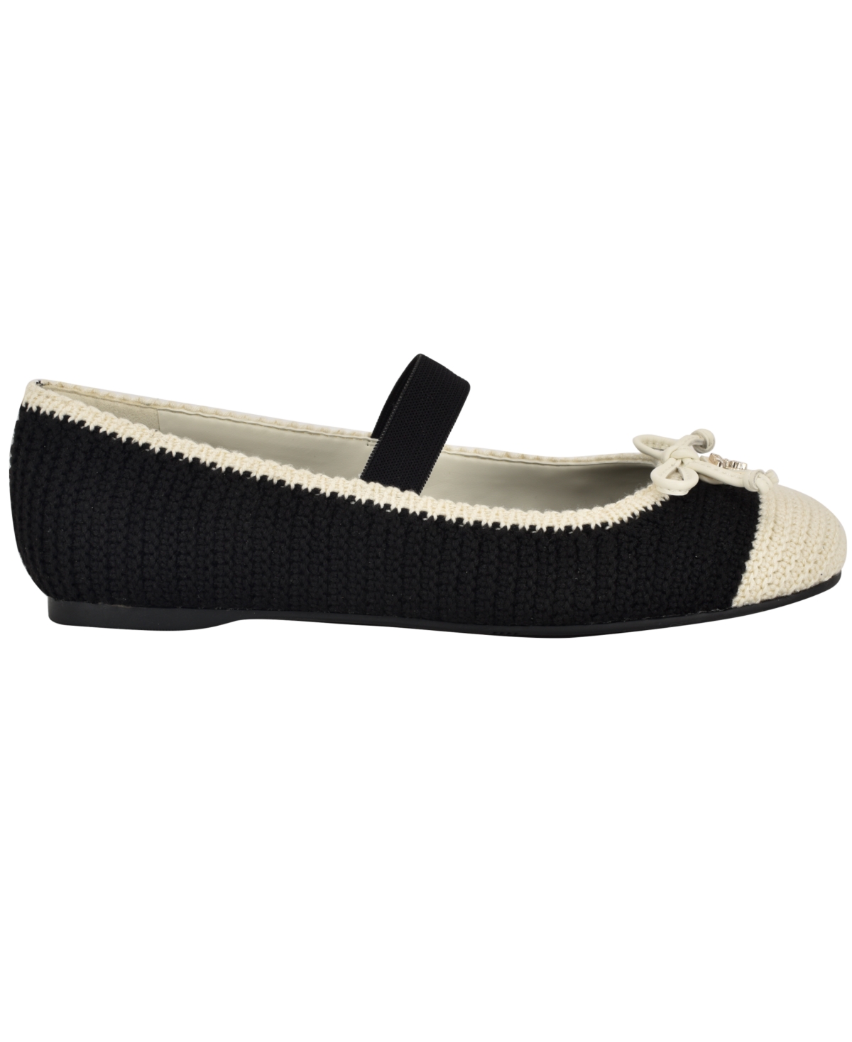 Guess Women's Maysa Knit Mary Jane Round Toe Ballet Flats -White