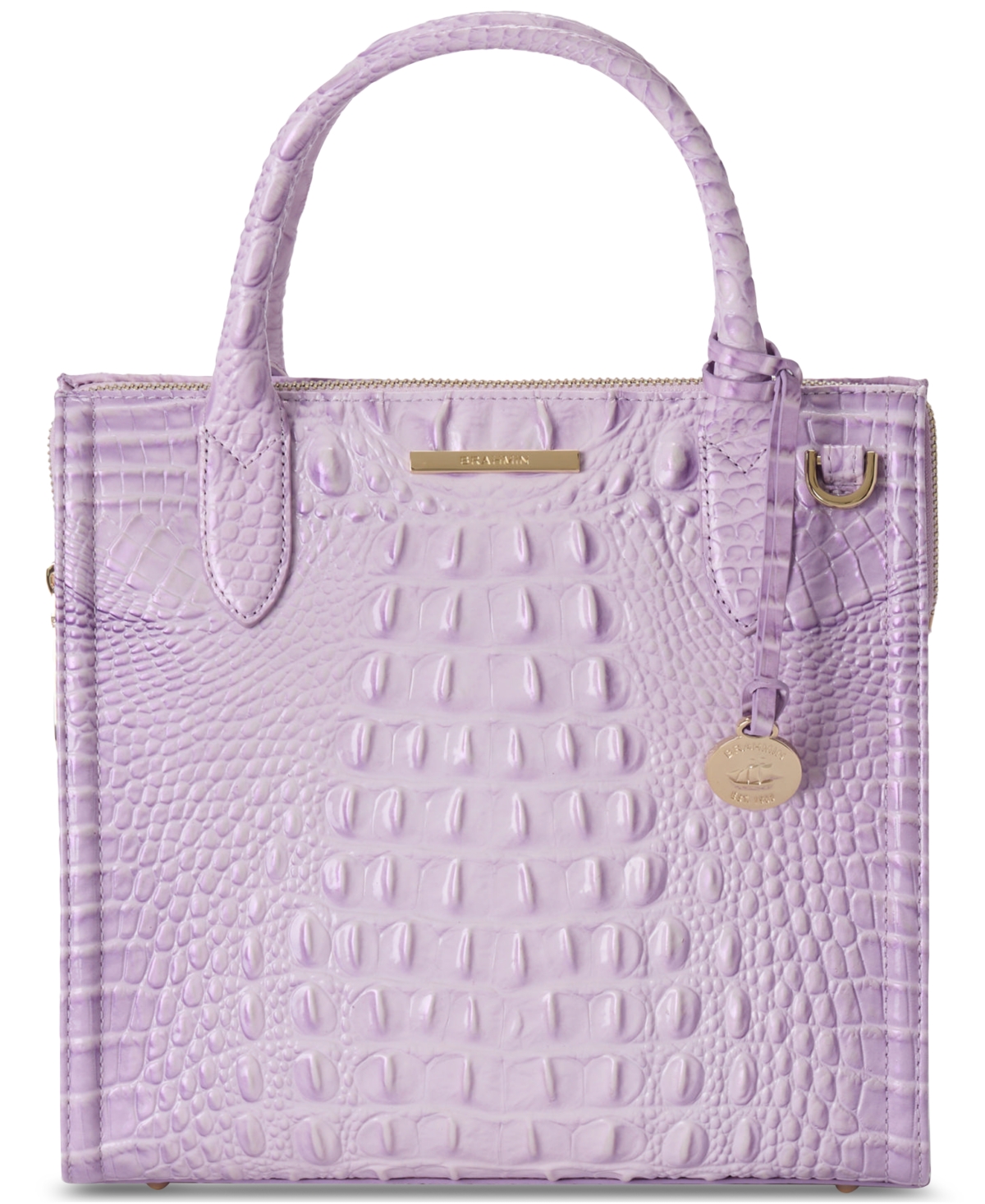 Small Caroline Melbourne Embossed Leather Satchel - Gentle Lavender