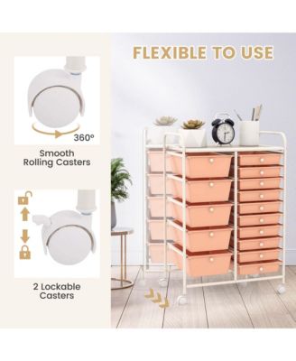 15-Drawer Rolling Storage Cart for Tools, Scrapbook Paper, Office and School Organization