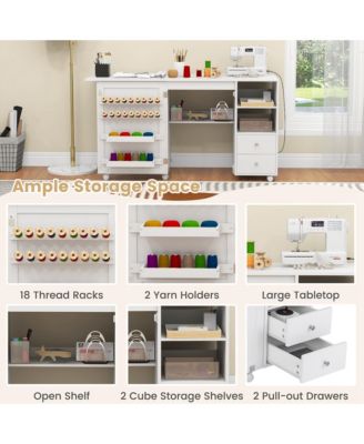 Folding Sewing Table Charging Station Multifunctional Sewing Machine Cart Table