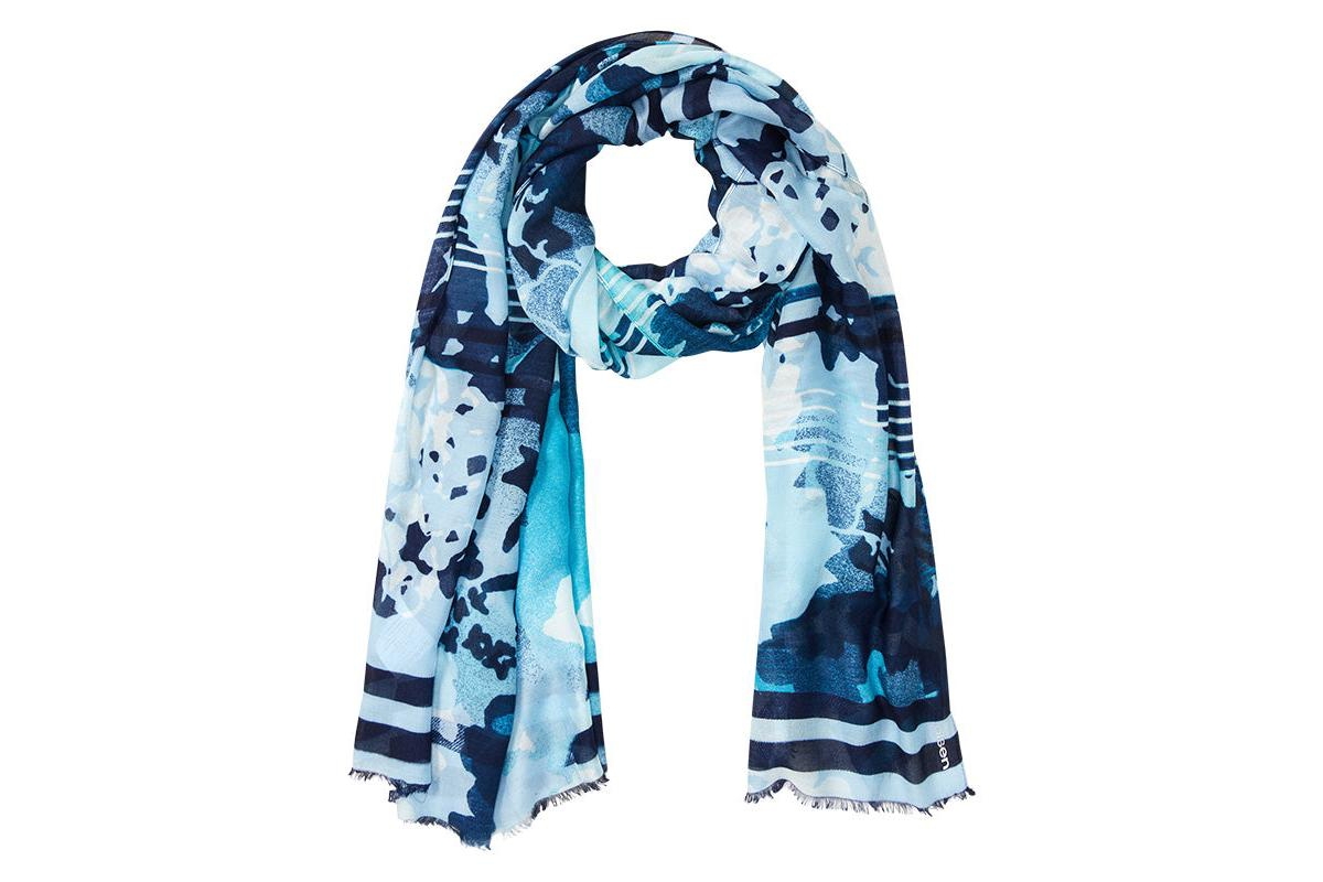 Abstract Floral Scarf - Ink blue