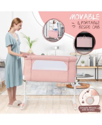 Portable Baby Bedside Bassinet with 5-level Adjustable Heights and Travel Bag