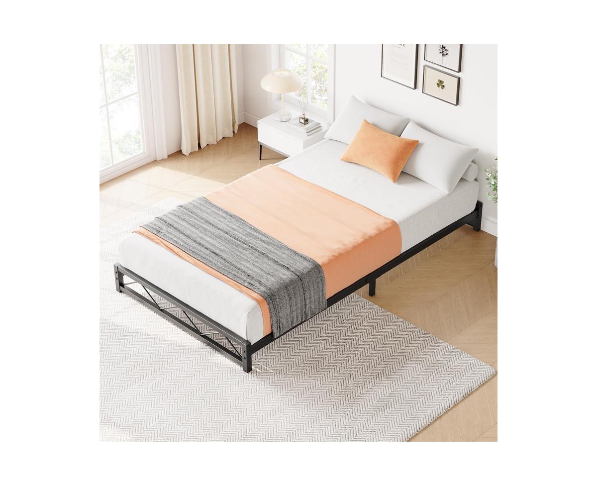 gaomon 6 Inches Size Metal Platform Bed Frame,Low Bed Frame with Steel Slat Support, Mattress Foundation, No Box Spring Needed, Easy Assembly - B