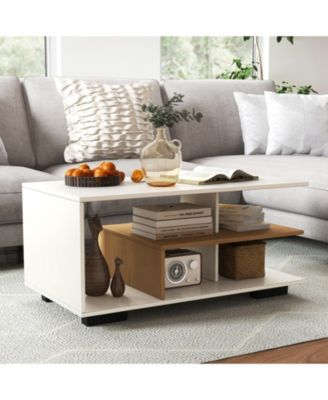 Rectangular Table with L-shaped Middle Shelf
