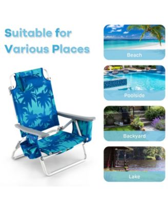 2 Packs 5-Position Outdoor Folding Backpack Beach Table Chair Reclining Chair Set
