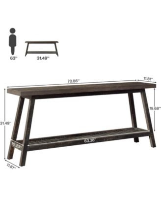 Farmhouse Console Entryway Table: 70.9 Inches Extra Long Console Table for Entryway, 2-Tier Narrow Wood Foyer Sofa Couch Table