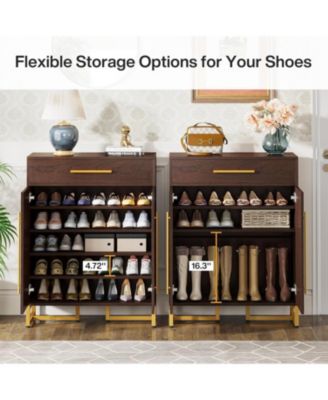 Shoe Cabinet with Doors, 20 Pairs Shoe Storage Cabinet with Drawer for Entryway, Modern Shoe Rack Organizer with Adjustable Shelves