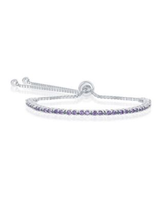 Sterling Birthstone CZ Tennis Bolo Bracelet