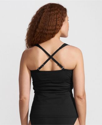 Women's V-Neck Plunge X Back Tankini Top