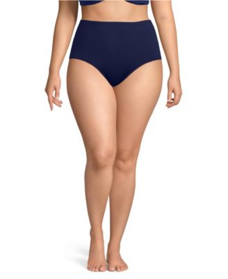 Plus Size Sculpting Suit Chlorine Resistant Targeted Control Retro High Waisted Bikini Swim Bottoms