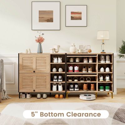 Shoe Storage Cabinet with Flip Doors Adjustable and Removable Shelves for Entryway