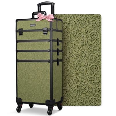 4in1 Rolling Makeup Train Case Cosmetic Organizer Rococo Coral