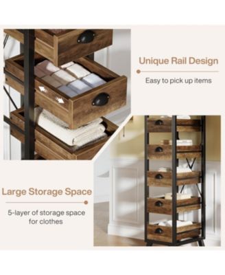 Tall 5-Drawer Wood Dresser – Slim Vertical Storage Organizer for Bedroom, Living Room, Entryway