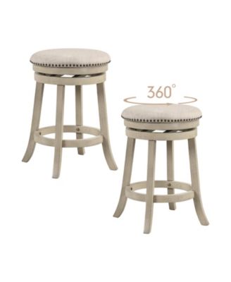 26 Inches Swivel Bar Stools Set of 2 wth Wooden Frame-26.5 inches
