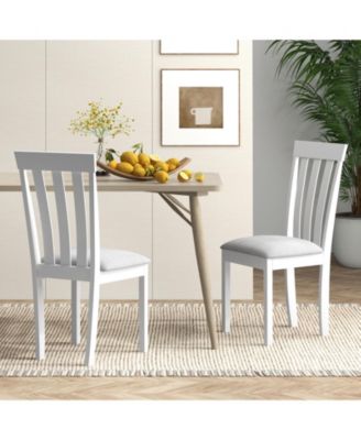 Dining Chair Set of 2 Upholstered Wooden Kitchen Chairs with Padded Seat and Rubber Wood Frame