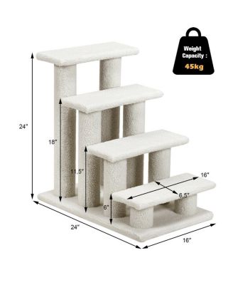 4-Step Pet Stairs Carpeted Ladder Ramp Scratching Post Cat Tree Climber