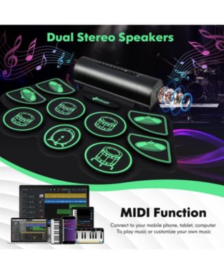Electronic Drum Set with 2 Build-in Stereo Speakers for Kids