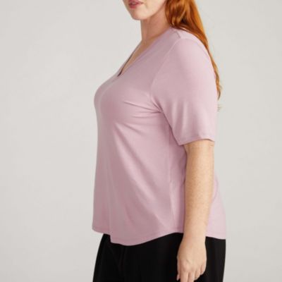 Plus Size Liquid Jersey V-Neck Stovepipe Tee