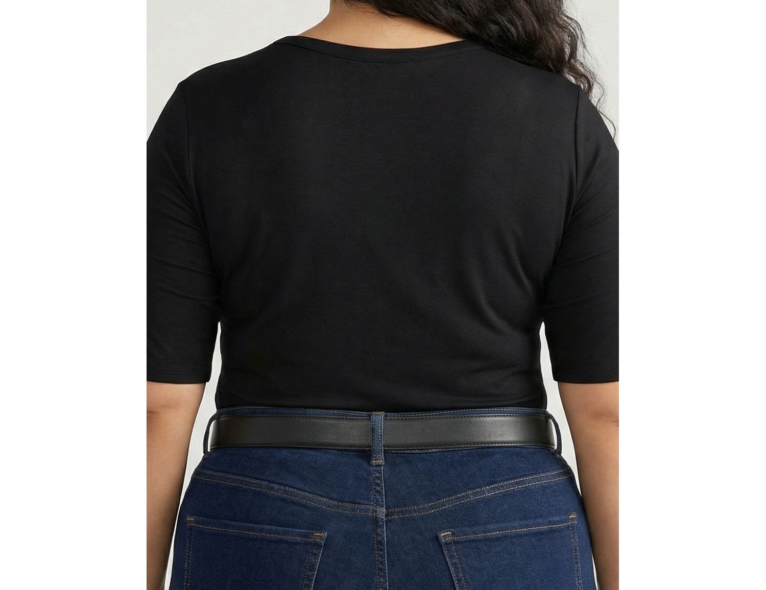 Plus Size Liquid Jersey V-Neck Stovepipe Tee