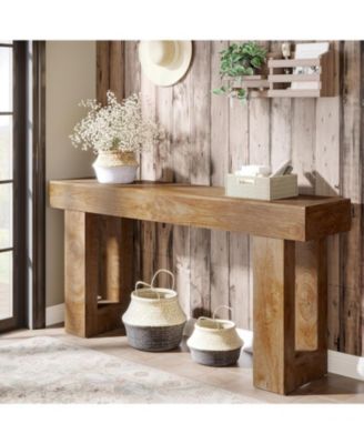 Long Console Table, 63 inches Wooden Rectangular Sofa Table for Behind the Couch, Farmhouse Entryway Table for Hallway, Living Room