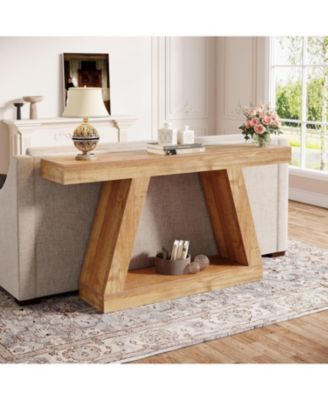 1 Pc Wood Console Table 55 Inch Farmhouse Rustic Sofa Table Storage Industrial Entryway Hallway Living Room
