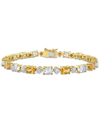Macy's - Citrine (8-1/10 ct. t.w.) & Diamond Accent Link Bracelet in 18k Gold-Plated Sterling Silver