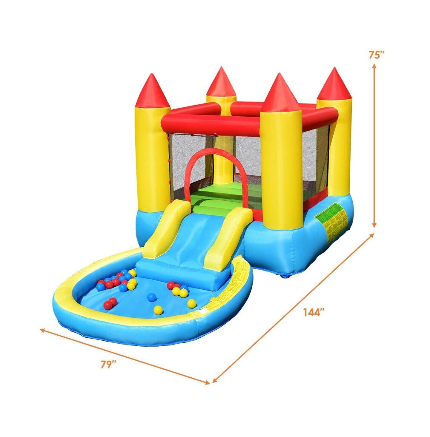 Детские игрушки GOUUN Kids Inflatable Bounce House Castle with Balls Pool and Bag, цвет: Синий — фото 3