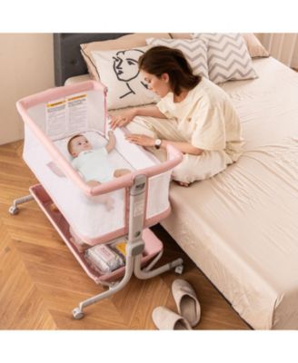Baby Bassinet Bedside Sleeper with 6-Level Adjustable Height