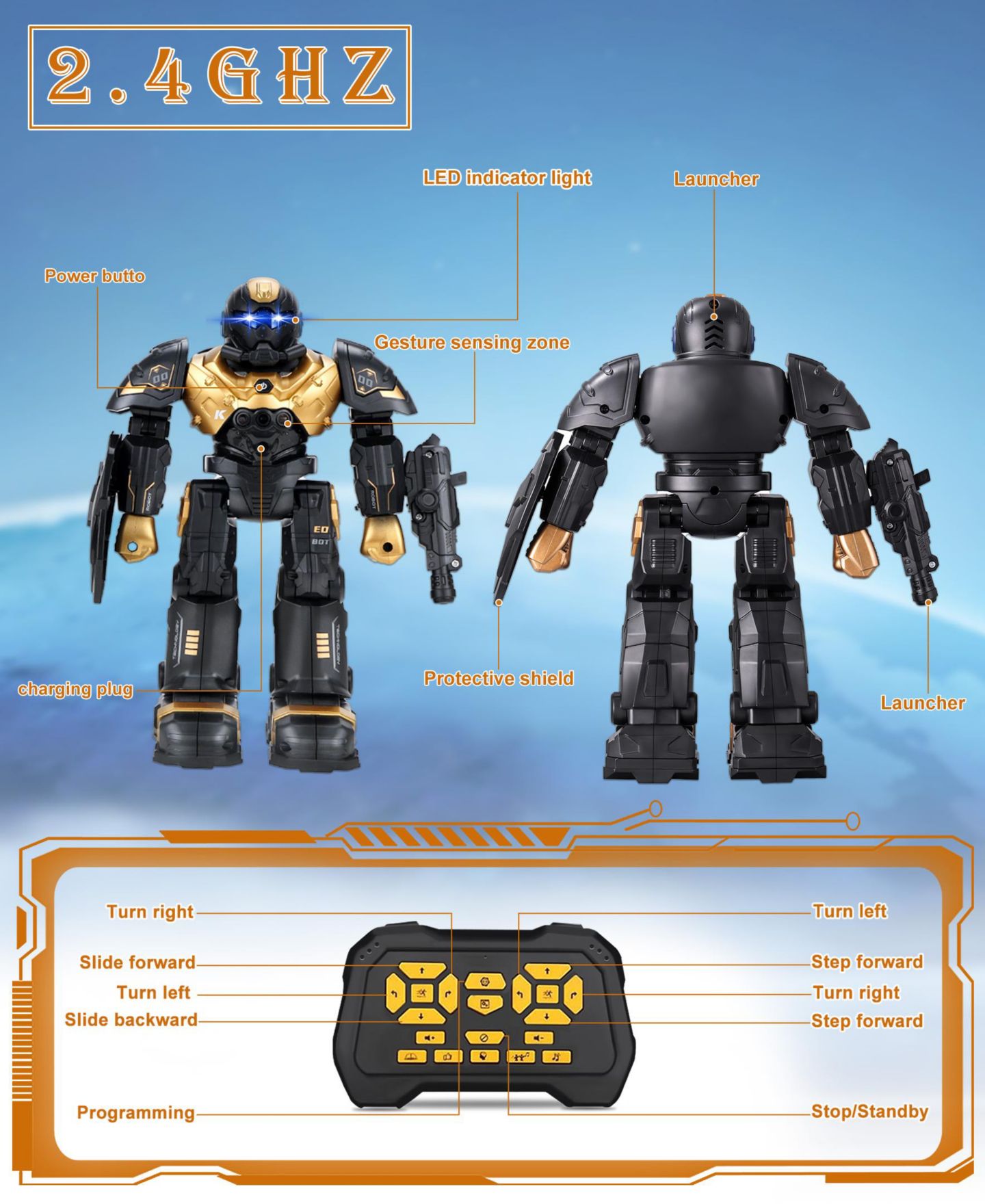 Детская игрушка VEBREDA Gesture Sensing Programmable Rechargeable RC Robot Toy — фото 4