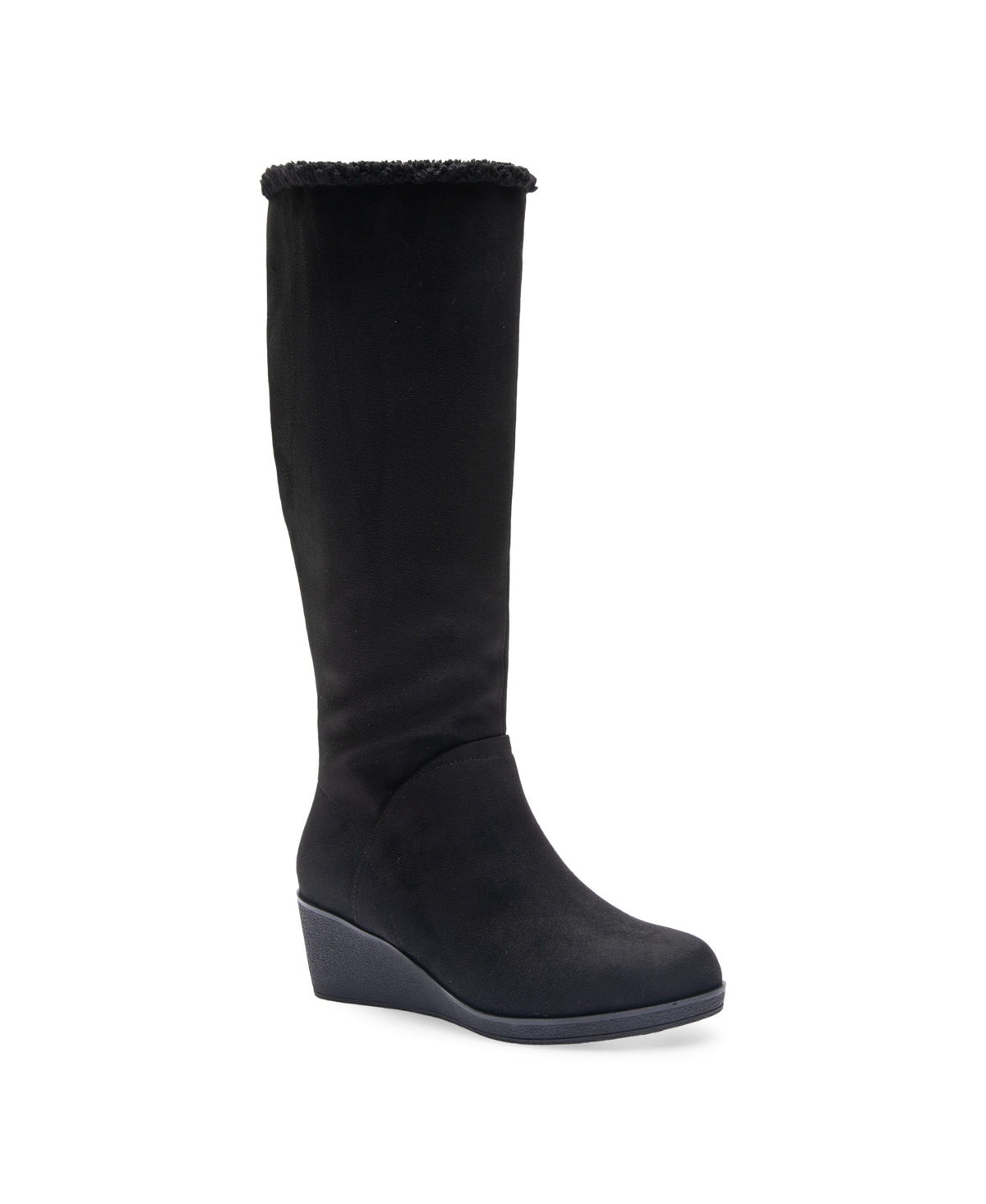 AEROSOLES WOMEN'S BINOCULAR SHEARLING TALL WEDGE BOOTS 