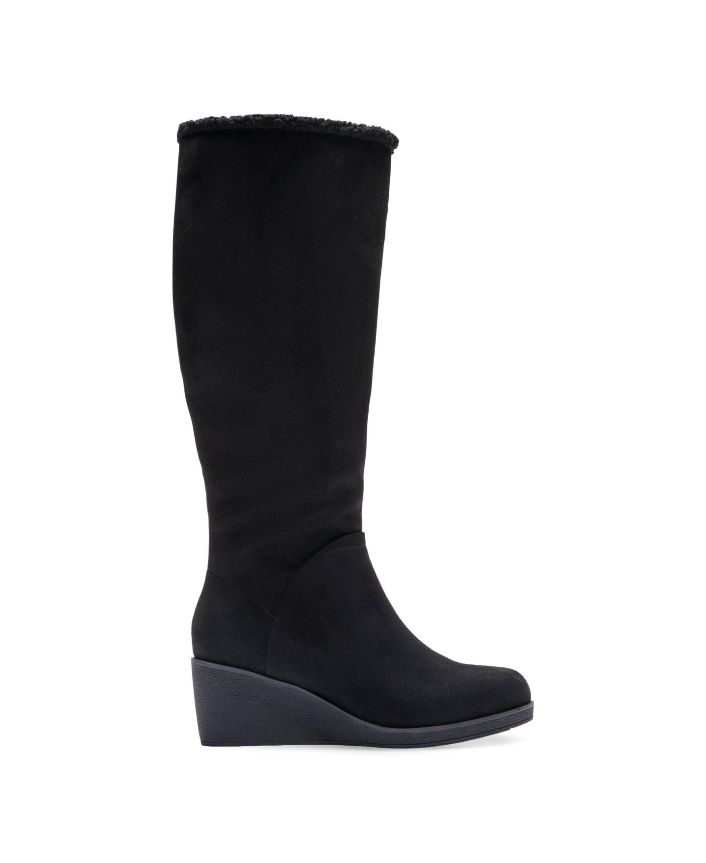 Женские ботинки Aerosoles Binocular Shearling Tall Wedge, цвет: Чёрный искусственный замшевый — фото 2