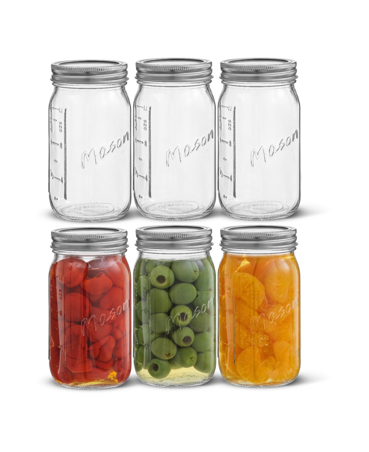 Shop Joyjolt Regular Set Of 6 Mason Jars With Airtight Lids In Clear