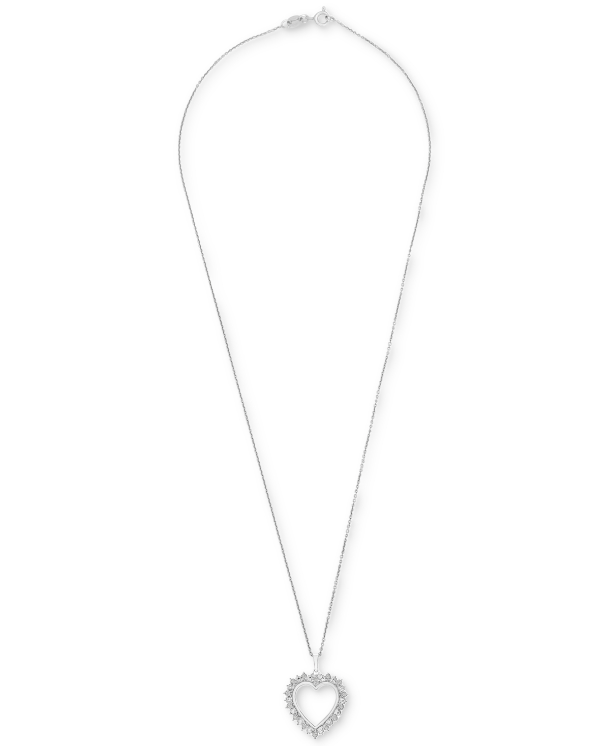 Macy's Diamond Heart 18" Pendant Necklace (1/10 Ct. T.w.) In Sterling Silver In Sterling Silver