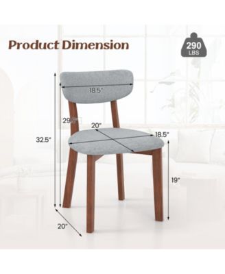 Dining Chairs Set of 2 Upholstered Mid-Back Chairs with Solid Rubber Wood Frame