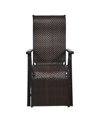 Patio Back Adjustable Rattan Folding Lounge Recliner