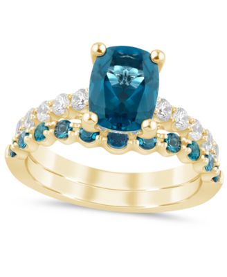 London Blue Topaz (2-3/4 ct. t.w.) & Diamond (1/2 ct. t.w.) Bridal Set in 14k Gold