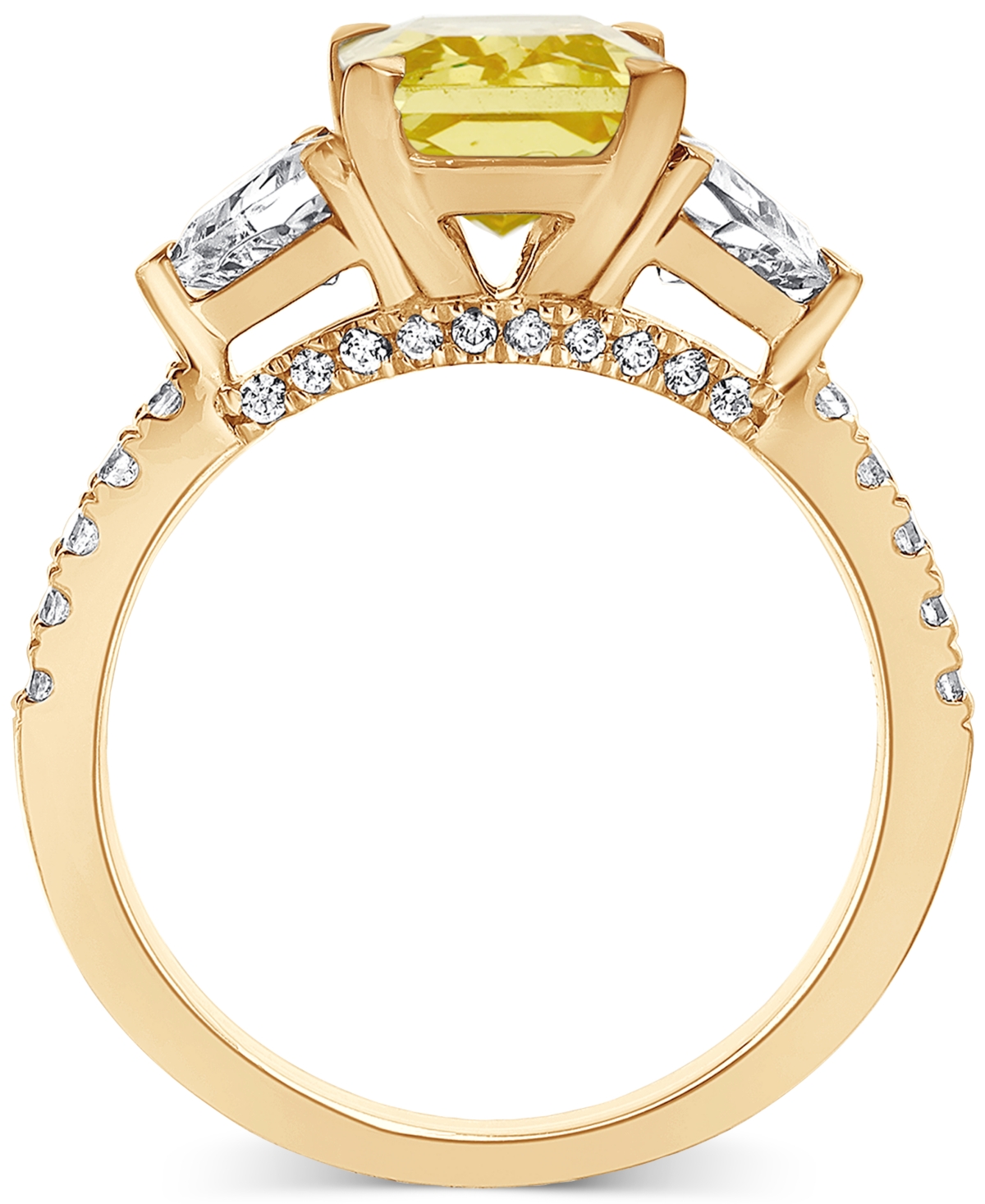 Badgley Mischka Igi Certified Lab Grown Yellow Diamond Radiant-cut Bridal Set (3-3/4 Ct. T.w.) In 14k White, Yellow In Yellow Gold
