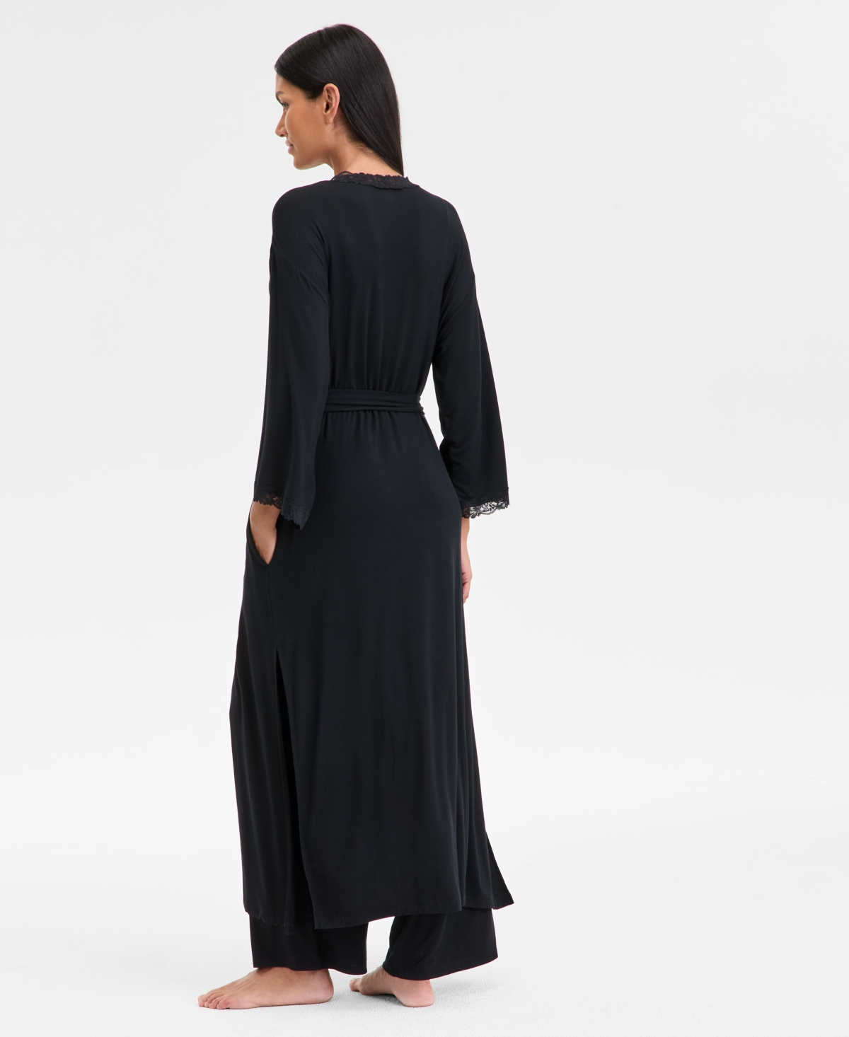 INC INTERNATIONAL CONCEPTS WOMEN'S LACE-TRIM KNIT ROBE, EXCLUSIVELY AT MACY'S 
