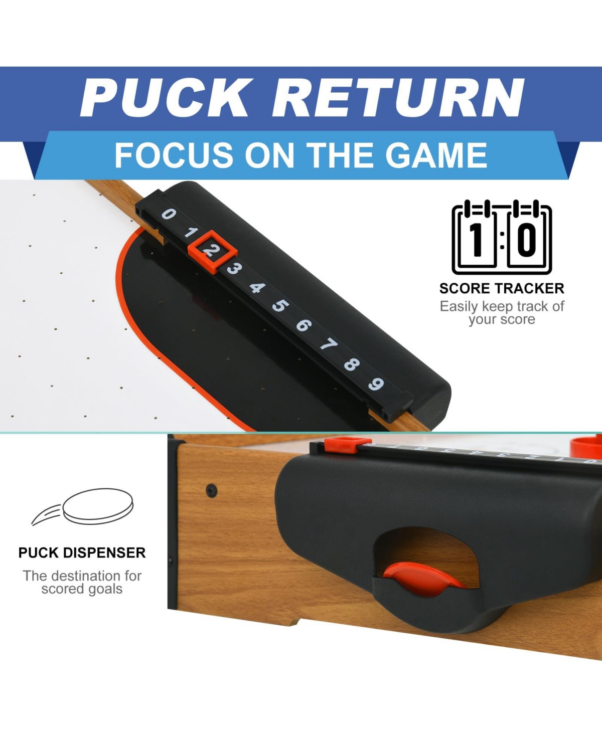 Sugift Air Hockey Table, Portable Hockey Game Table with 2 Pucks, 2 Pushers, Powerful Motor
