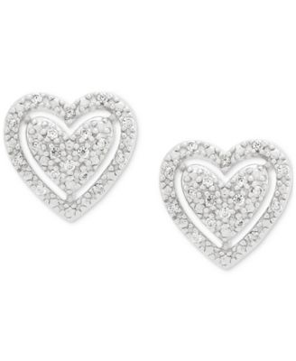 2-Pc. Set Diamond Heart Pendant Necklace & Matching Stud Earrings  (1/4 ct. t.w.) in Sterling Silver